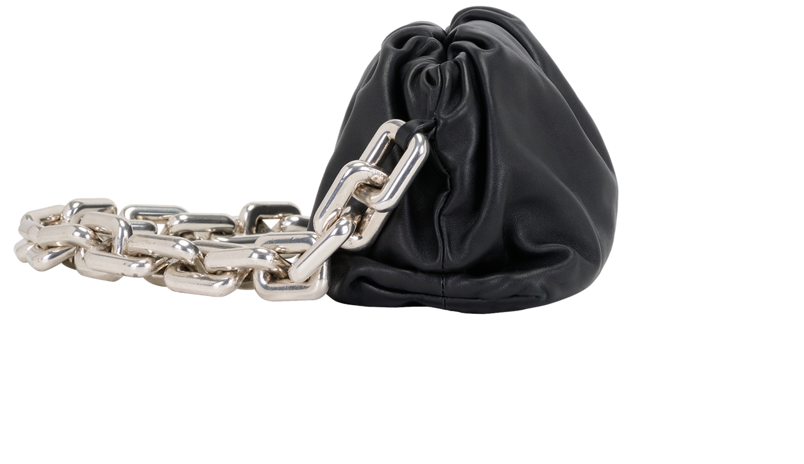 Chain pouch, &pound;550, Handbags, Black, Leather, Side view